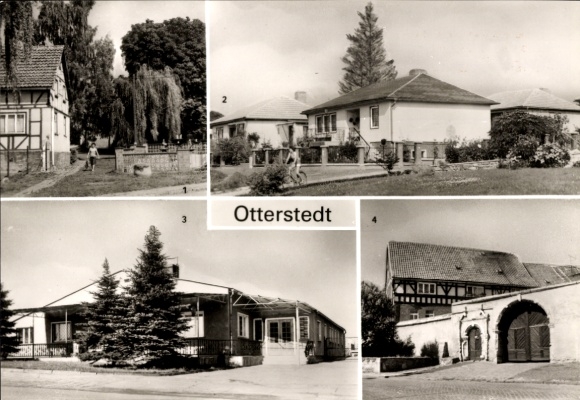 Postcard Otterstedt Ottersberg Lower Saxony, school, new buildings, Konsum-Restaurant Sonnenblick