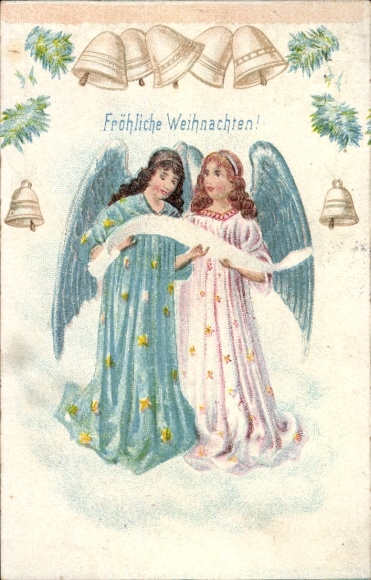 Ak Glückwunsch Weihnachten, Singende Engel, Glocken