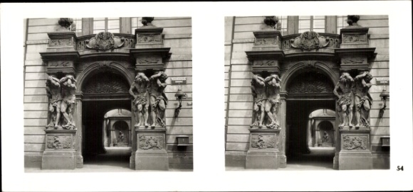 Stereofoniczny obraz przestrzenny zdjęcie Praha Praga, stare miasto, Pałac Clam Gallas, portal