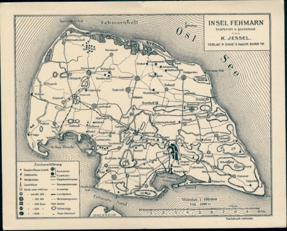 Folding maps Postcard Island Fehmarn Ostholstein