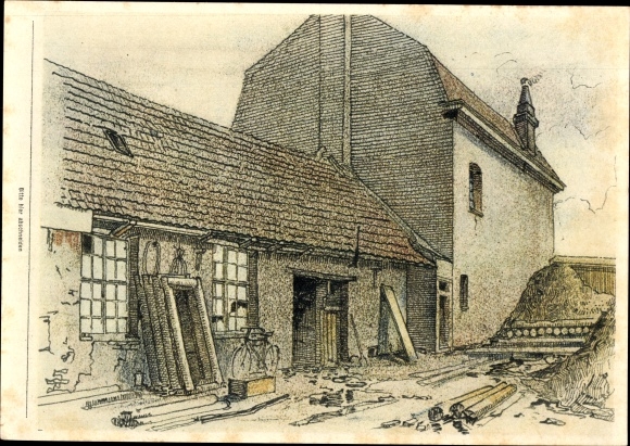 Sammelbild Zeichnung Adolf Hitlers, Unterstand in Fournes, I. WK, Sammelwerk Nr. 15 Bild 104