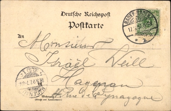 Chromo-Litho Baden Baden am Schwarzwald, hall in the conversation house. Geroldsau waterfall, traditional costume