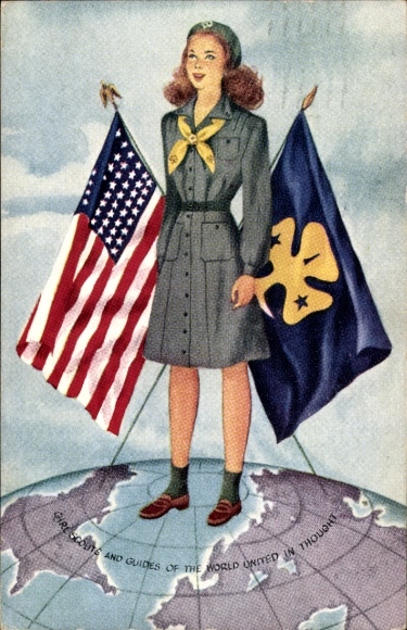 Ak USA, Pfadfinderinnen-Denktag, Flagge