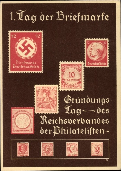 Postzegels Ak 1. Dag van de postzegel, oprichtingsdag van de Reichsvereniging van filatelisten