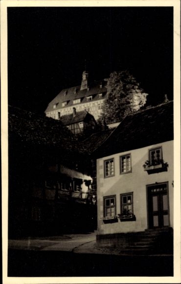 Photo Postcard Warburg in Westphalia, partial view at night
