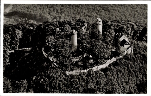 Postcard Auerbach Bensheim on the Bergstraße Hesse, aerial photograph, castle ruins