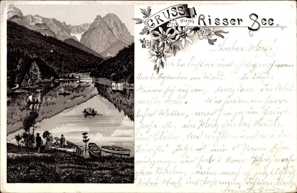 Chromo-Litho Garmisch Partenkirchen in Upper Bavaria, Rießersee