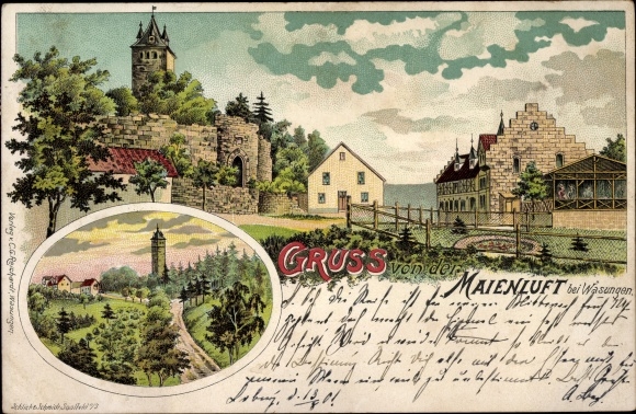 Chromo-Litho Wasungen in the Thuringian Forest, Maienluft Castle