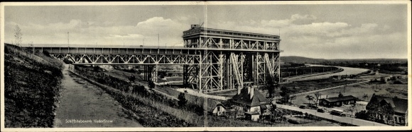 Vouwkaart Niederfinow, wijk Barnim, scheepslift, riviergedeelte, omgeving