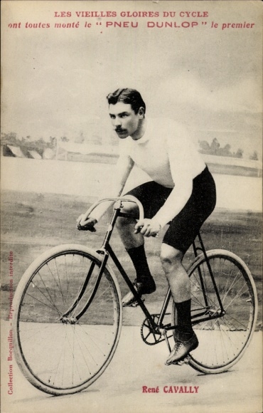 Picture cyclist René Cavally, Dunlop tire, advertising