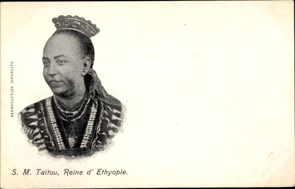 Postcard portrait of SM Taitou, Queen of Ethiopia