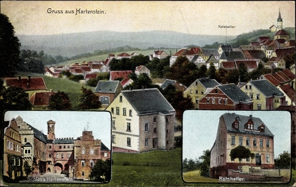 PC Hartenstein in the Erzgebirge of Saxony, Castle, Ratskeller, Panorama