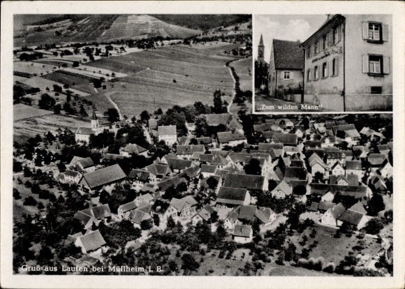Ak Laufen an der Salzach Oberbayern, Fliegeraufnahme, Zum wilden Mann