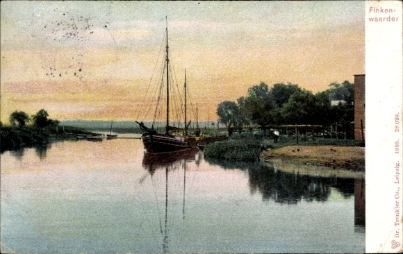 Postcard Hamburg Mitte Finkenwerder Finkenwärder, Idyll, Sailboat