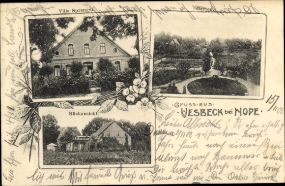 Postcard Vesbek Vesbeck Neustadt am Rübenberge, Sprengel house, garden