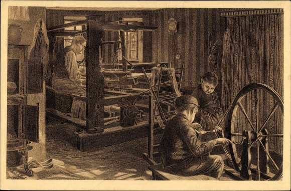 Artist PC Schulz-Eberhard, Hessian folk life, Schlitzerland, Weberstube
