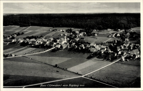 Postcard Boos in Swabia, aerial photograph