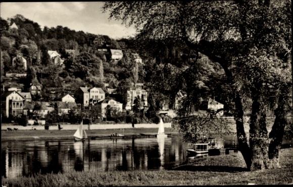 Postcard Dresden Wachwitz, On the Elbe, partial view