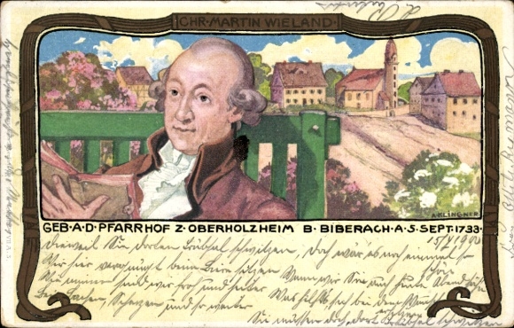 Artist Chromo-Litho Klinger, A., Biberach an der Riß in Upper Swabia, Chr. Martin Wieland, rectory