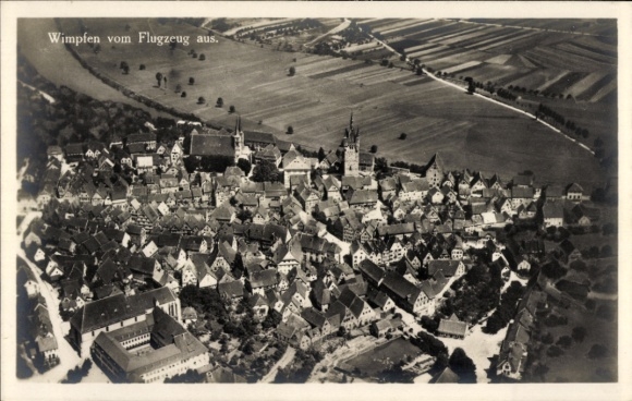 Postcard Bad Wimpfen, aerial photograph