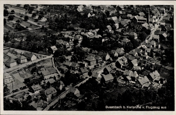 Ak Busenbach Waldbronn im Albtal Schwarzwald Baden, Luftaufnahme, Wohngebäude, Straßenansicht, lä