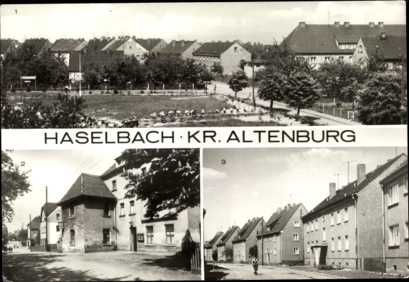 Ansichtkaart Haselbach Thüringen, plaats d. Duitse Sovjetvriendschap, Altenburger Strasse