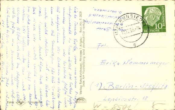 Postcard Wunsiedel in the Fichtelgebirge Upper Franconia, street section