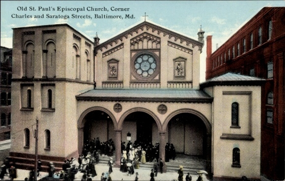 PC Baltimore Maryland USA, Oude St. Paul's Episcopal Church, hoek Charles en Saratoga Streets