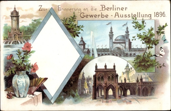 Wystawa handlowa lito Berlin 1896, budynek wystawowy, brama