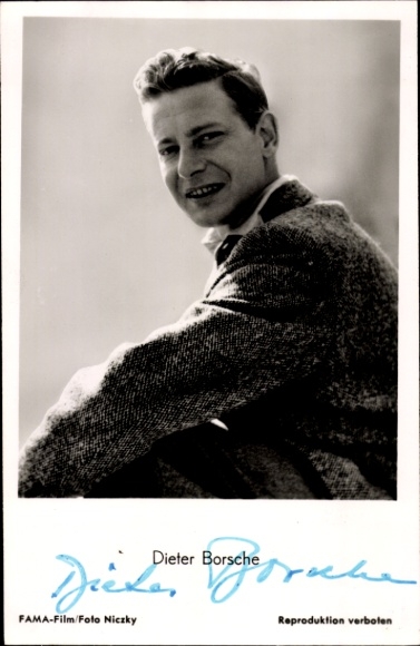 Postcard actor Dieter Borsche, portrait, Dr. Holl, autograph