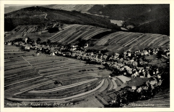 Ansichtkaart Meuselbach Schwarzmühle Schwarzatal in Thüringen, luchtfoto, Meuselbacher Kuppe