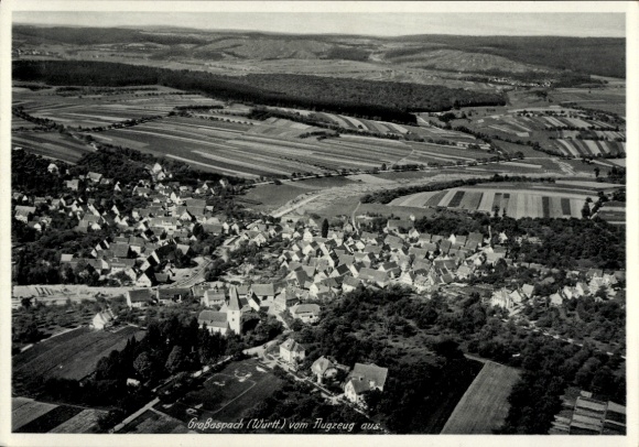 Postcard Großaspach Aspach near Backnang Württemberg, aerial photograph