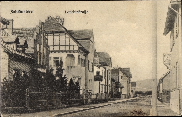 Postcard Schluechtern in the Main Kinzig district, Lotichinstrasse, street section