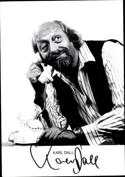 Postcard comedian Karl Dall, telephone, autograph