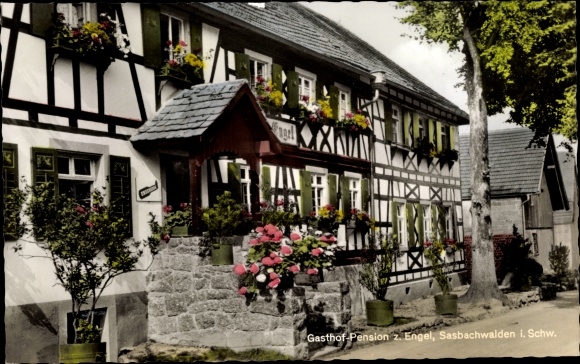 Postcard Sasbachwalden in the Black Forest, pension z. Angel