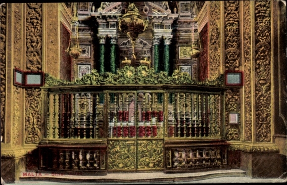 Valletta Malta, magnificent church architecture, decorations, grilles, r style