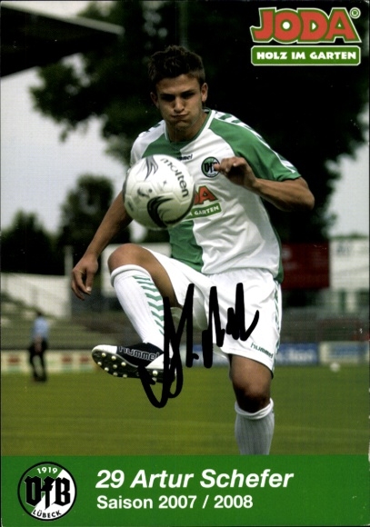 Autograph card footballer Artur Schefer, VfB Lübeck, autograph