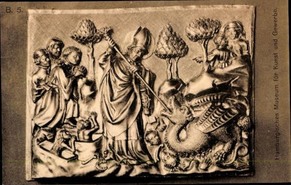 14 Postcard pieces of furniture, figures and wall hangings made of metal, Hamburg Museum of Arts and Crafts