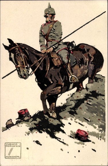 Artist Chromo-Litho Hohlwein, Ludwig, German cavalryman, French