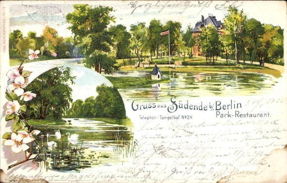 Artist Chromo-Litho Berlin Steglitz, Südende, Park Restaurant, Water Part