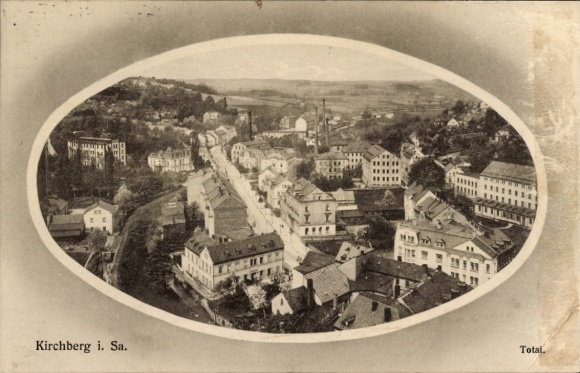 Passepartout Postcard Kirchberg in Saxony, general view