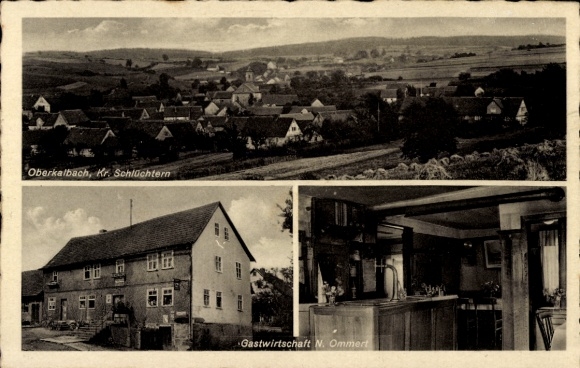 Postcard Oberkalbach Kalbach in the Taunus Hesse, general view, restaurant N. Ommert