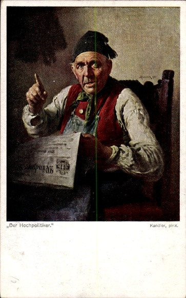 Kunstenaar Ak Kandler, Oude man leest een krant, De hoge politicus