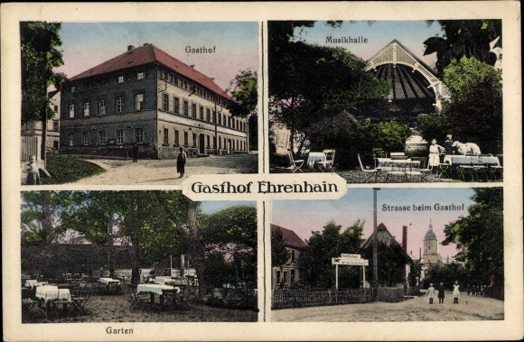 Postcard Ehrenhain Nobitz in the Altenburger Land, inn, music hall, street