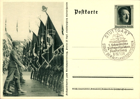 Ganzsachen Ak Nürnberg, Reichsparteitag 1937, Reichsarbeitsdienst, Arbeitsmänner, RAD Aufmarsch