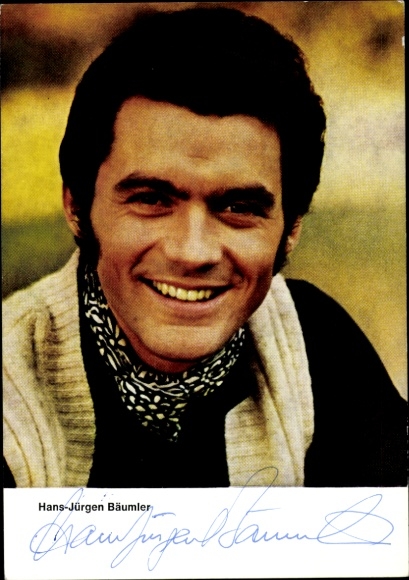 Postcard actor and figure skater Hans-Jürgen Bäumler, portrait, ZDF, autograph