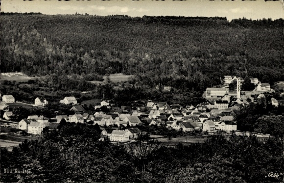 Postcard Bad Bocklet in Lower Franconia, total view, strongest steel source in Germany