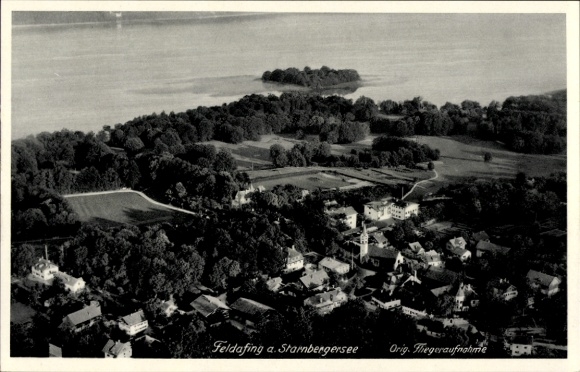 Postcard Feldafing on Lake Starnberg Upper Bavaria, aerial photograph
