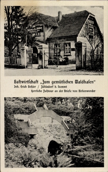 Ak Zühlsdorf Mühlenbecker Land, Restaurant Zum Gemütliche Waldhafen, eigenaar Erich Geßler
