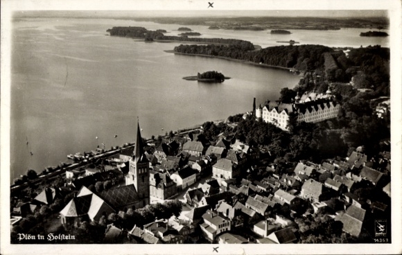 Ak Plön am See Schleswig Holstein, Klinke Fliegeraufnahme 14363